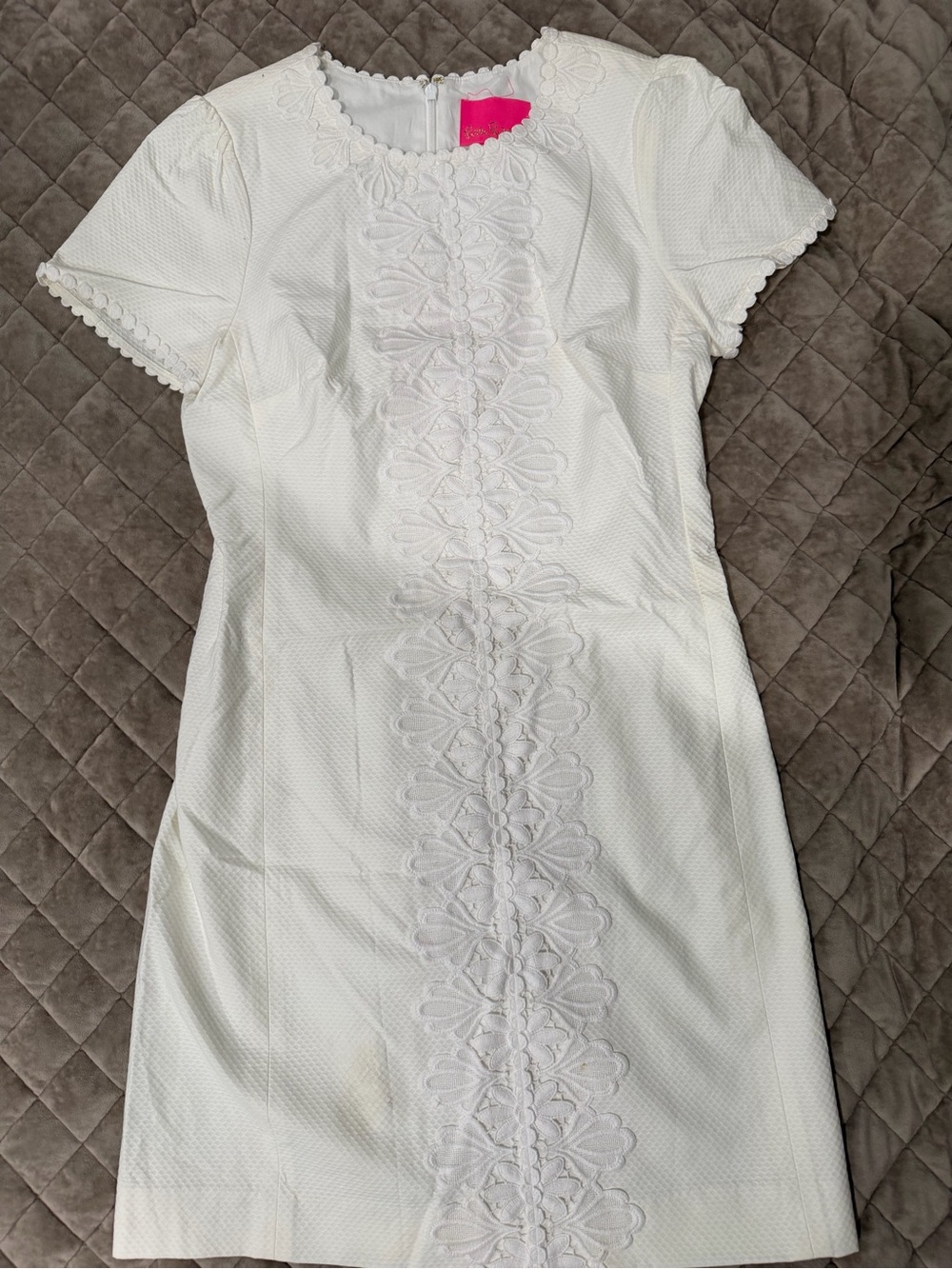 Lilly Pulitzer White Lace-Trim Mini Dress